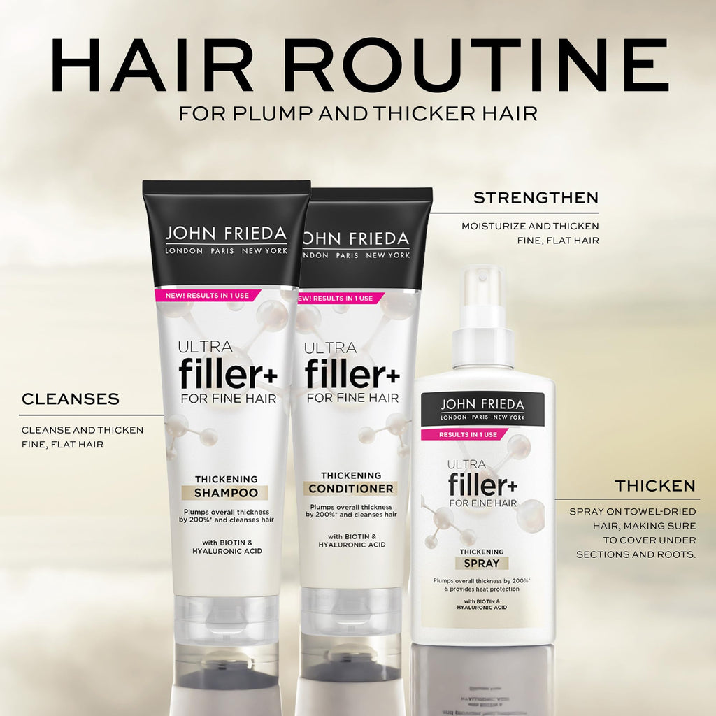Silicone free John Frieda strengthening spray for damaged and fine hair.
