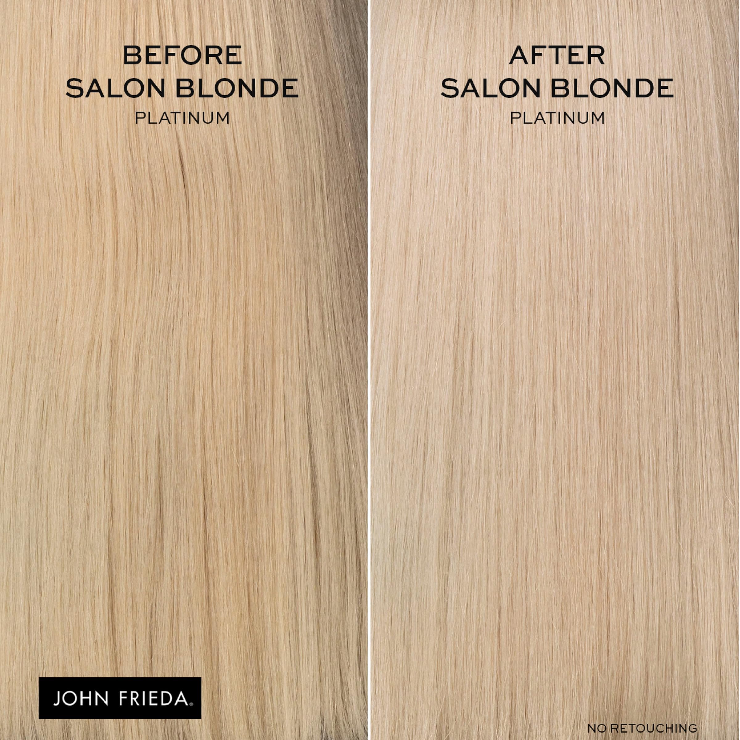 Application of John Frieda platinum blonde treatment on hair