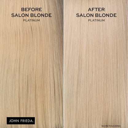 Application of John Frieda platinum blonde treatment on hair