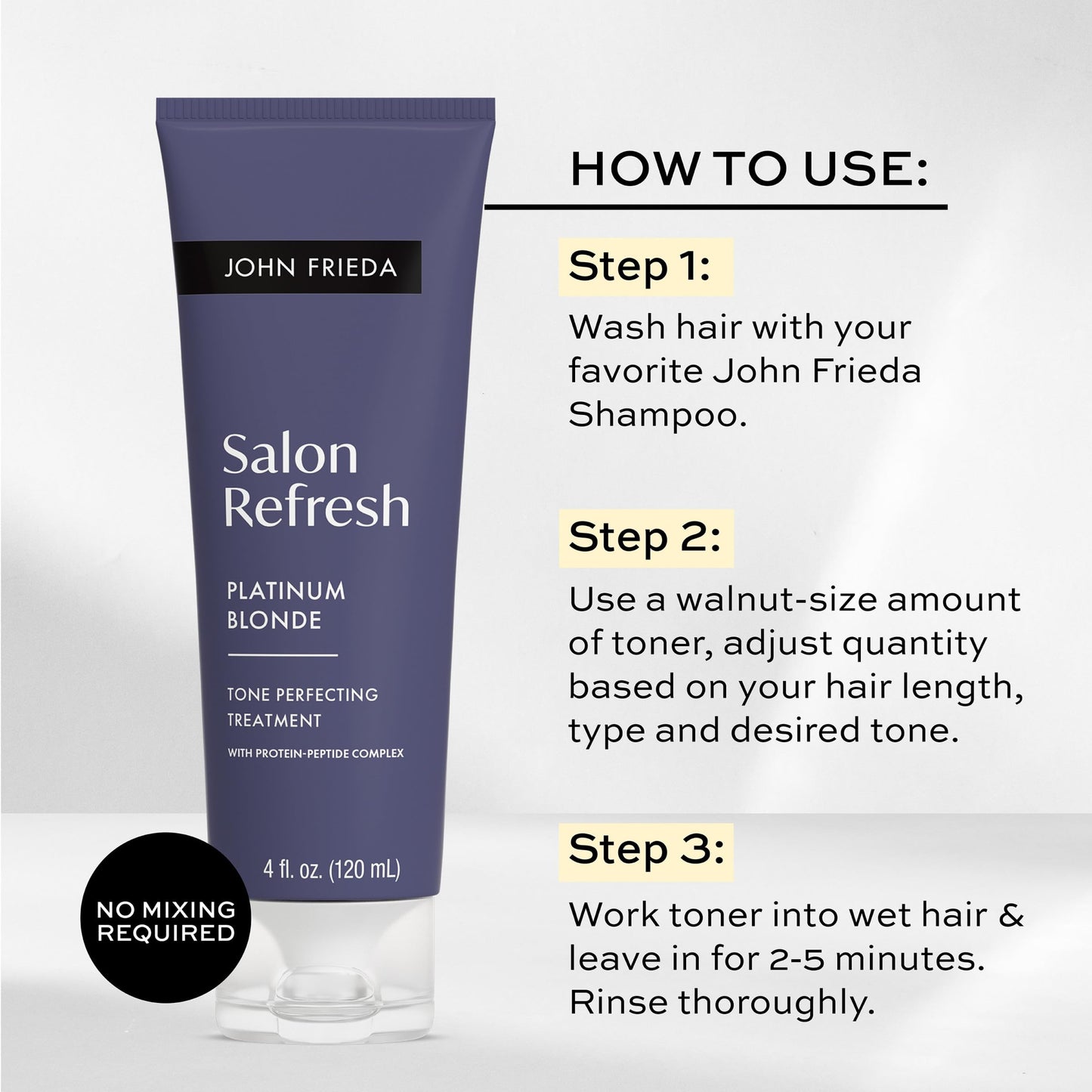 John Frieda Platinum Blonde treatment bottle size and label