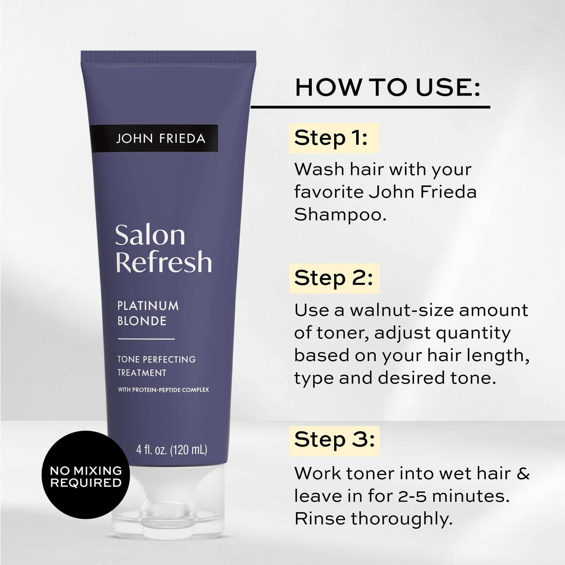 John Frieda Platinum Blonde treatment bottle size and label
