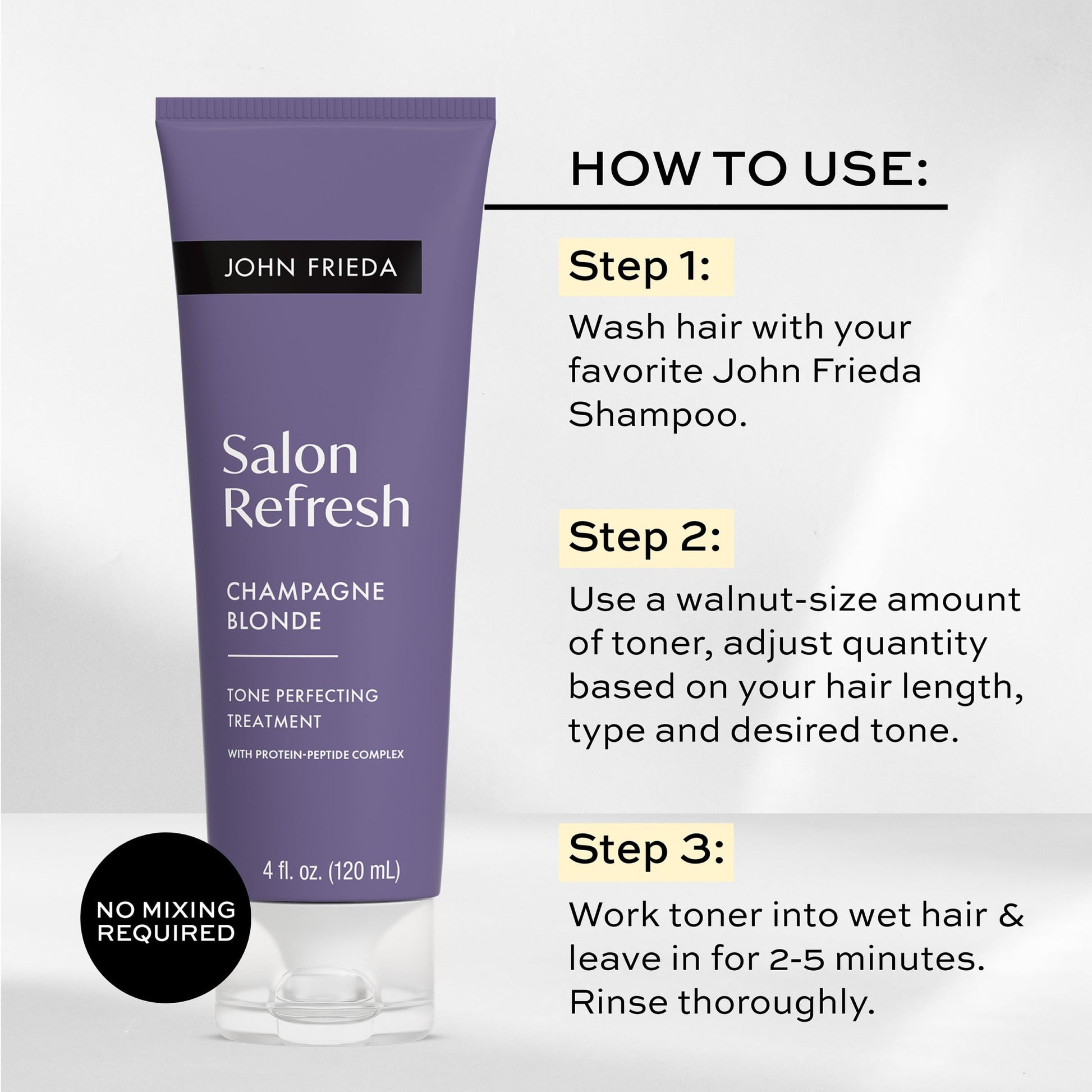 Authentic John Frieda hair care product packaging