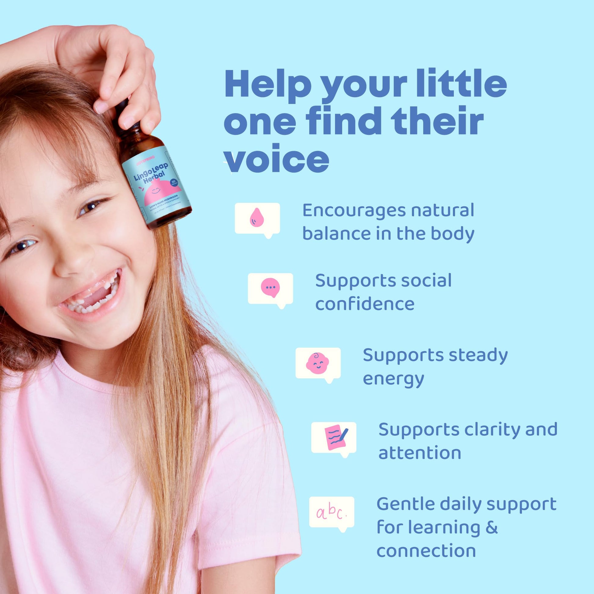 JoySpring LingoLeap supplement for children brain health ingredients panel