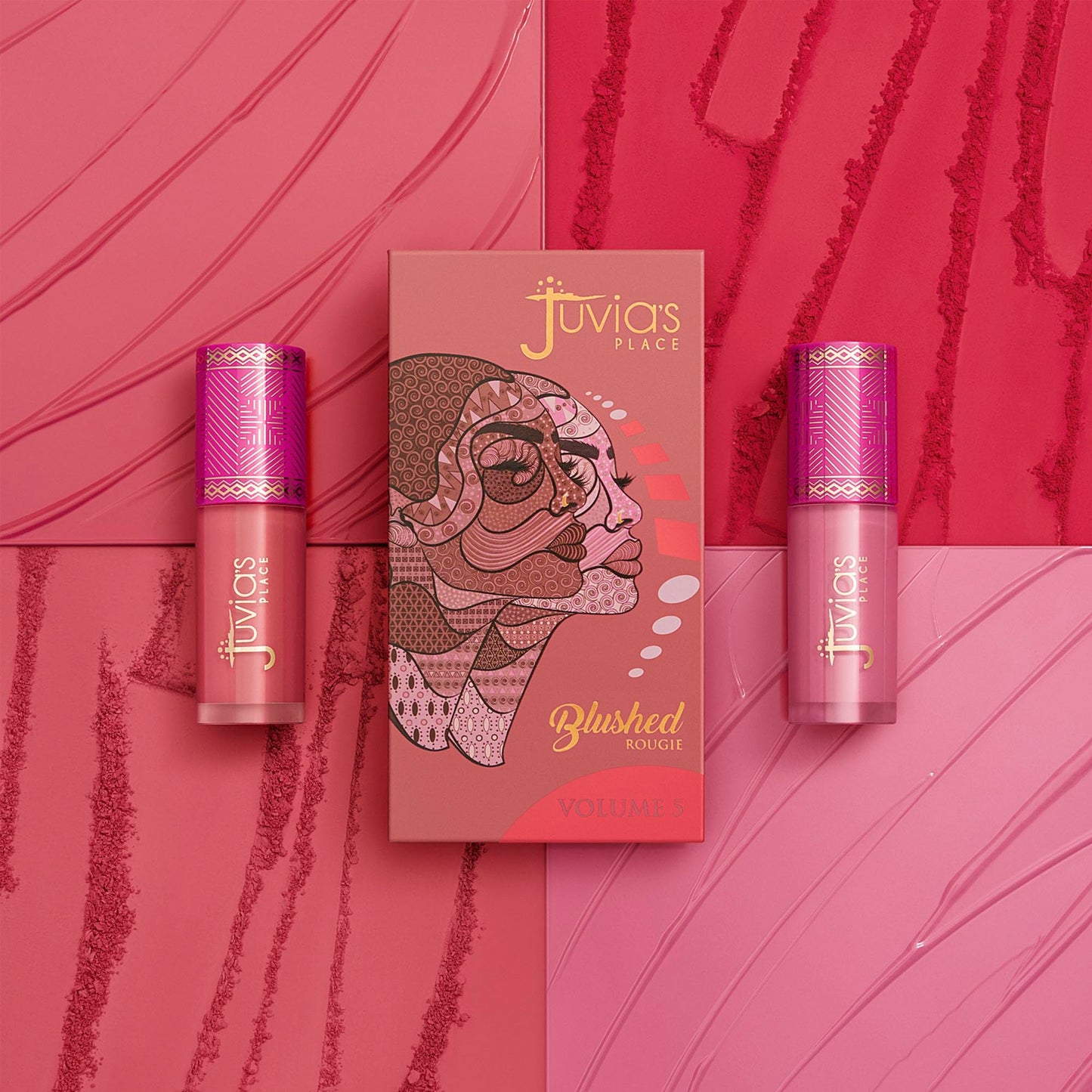Juvia's Place Blush Lily liquid tint packaging with multi angle product shots