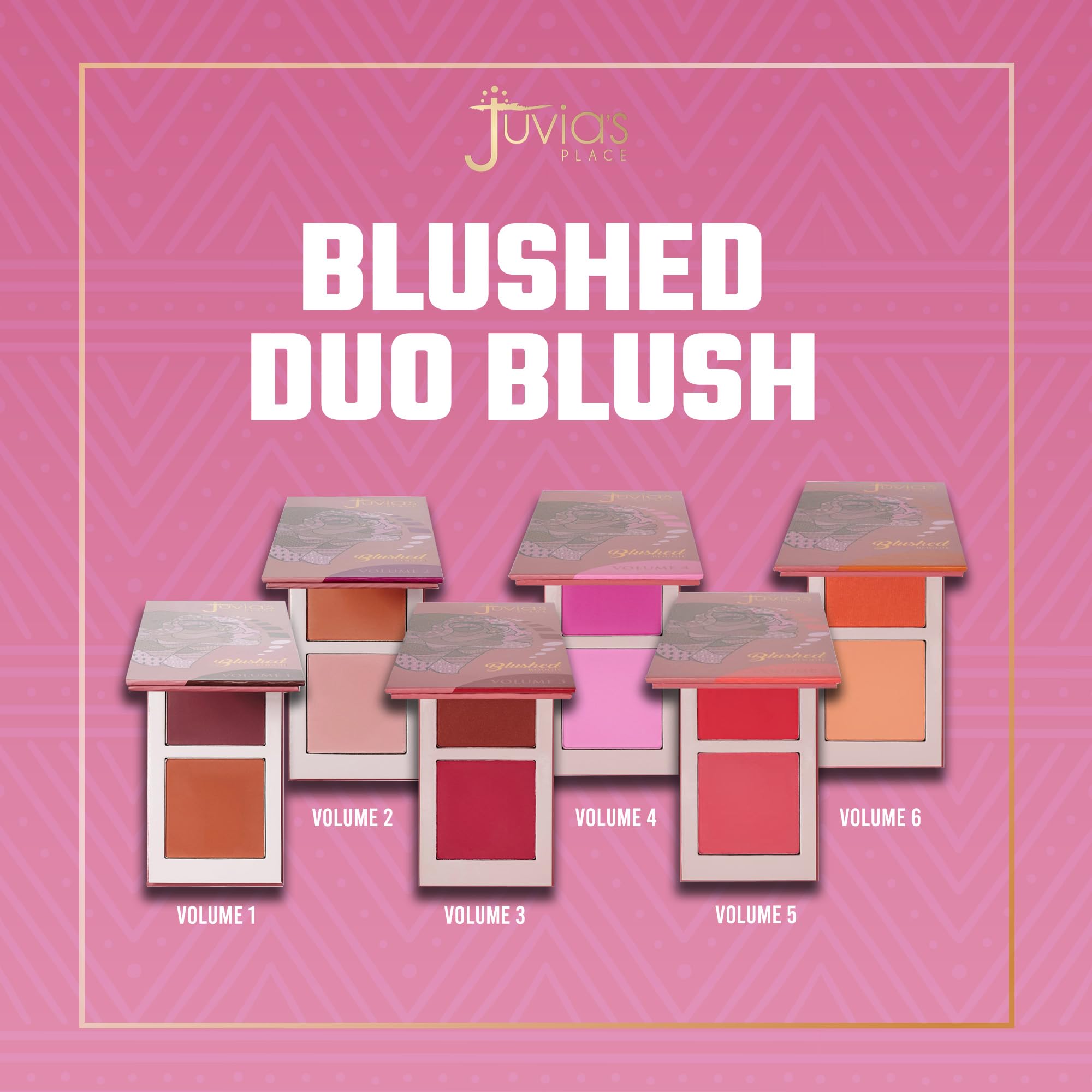 Juvia's Place Blushed Duo Blush Volume 4 open palette showing hot pink and lilac pink shades