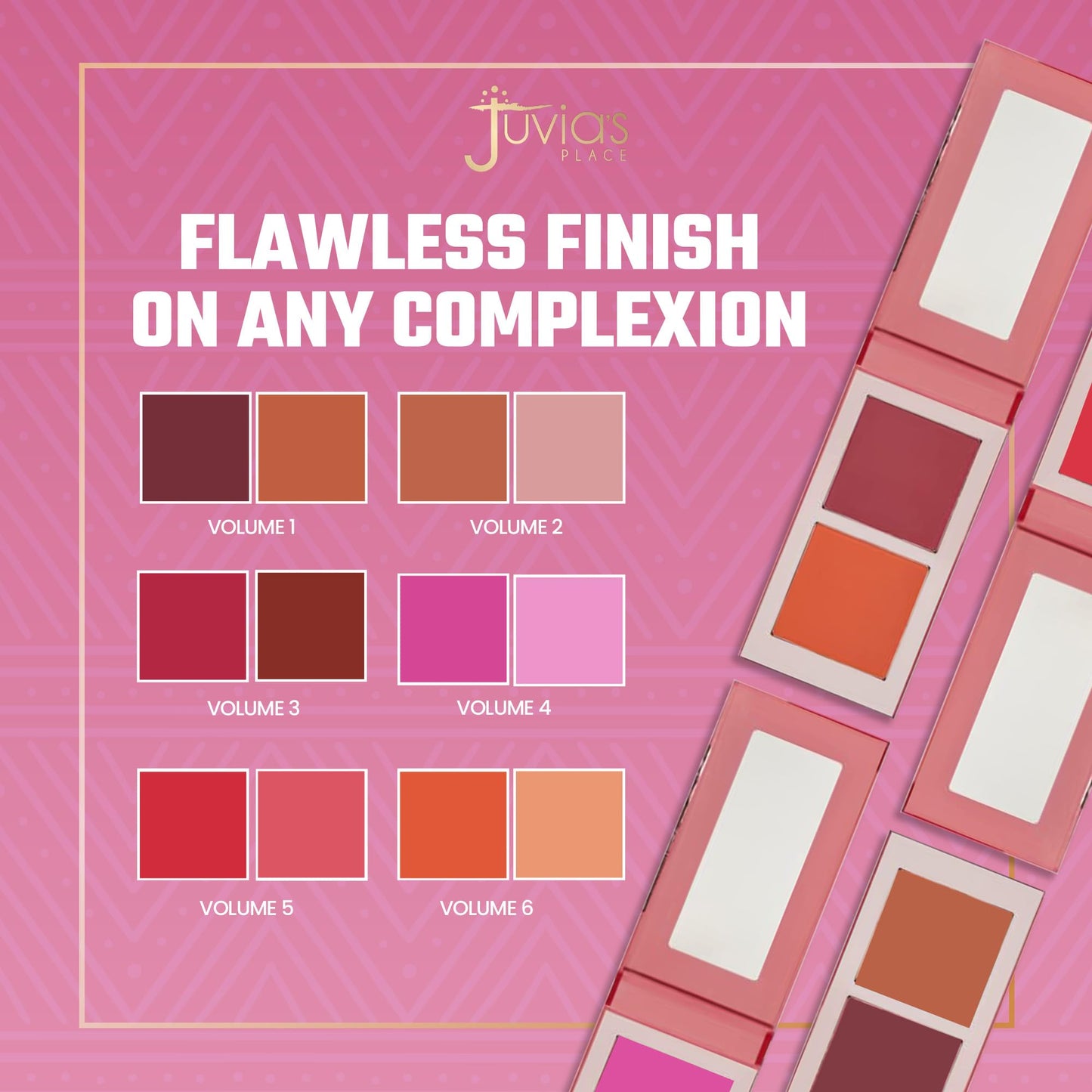 Highly pigmented matte pink blush duo palette by Juvia's Place for all complexions.