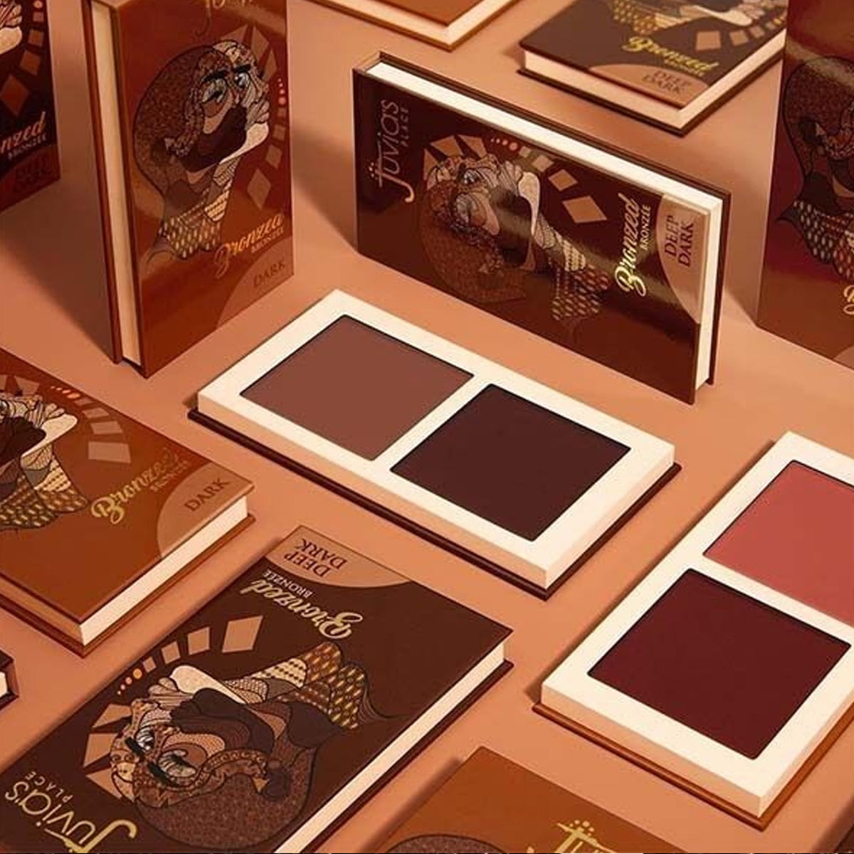 Juvia's Place Bronzed Duo Tan packaging box and compact together