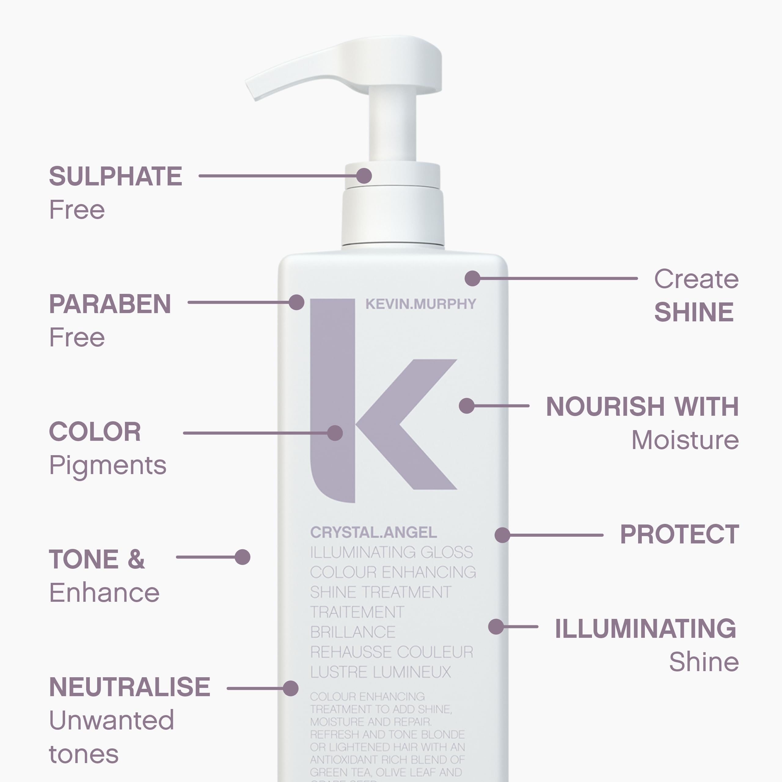 Kevin Murphy Crystal Angel hair treatment texture and bottle cap details