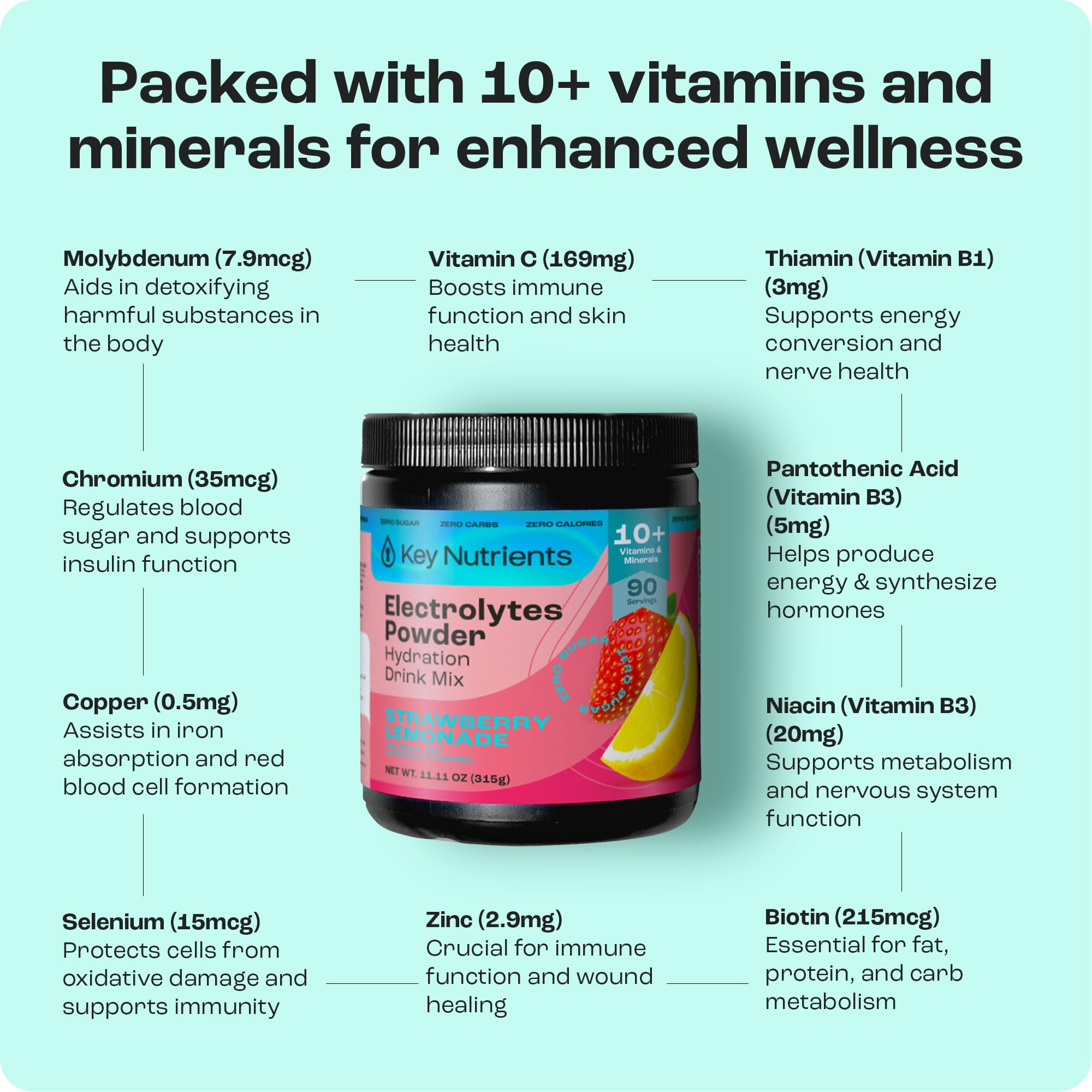 Key Nutrients strawberry lemonade hydration mix single scoop presentation