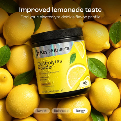 Key Nutrients brand multivitamin hydration powder for low carb wellness lifestyles.