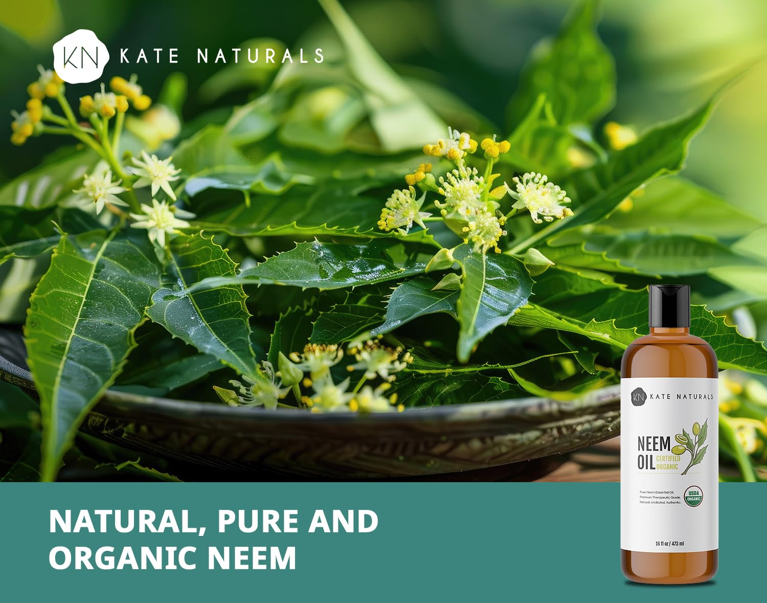 Organic cold pressed neem oil bottle for plants and skin