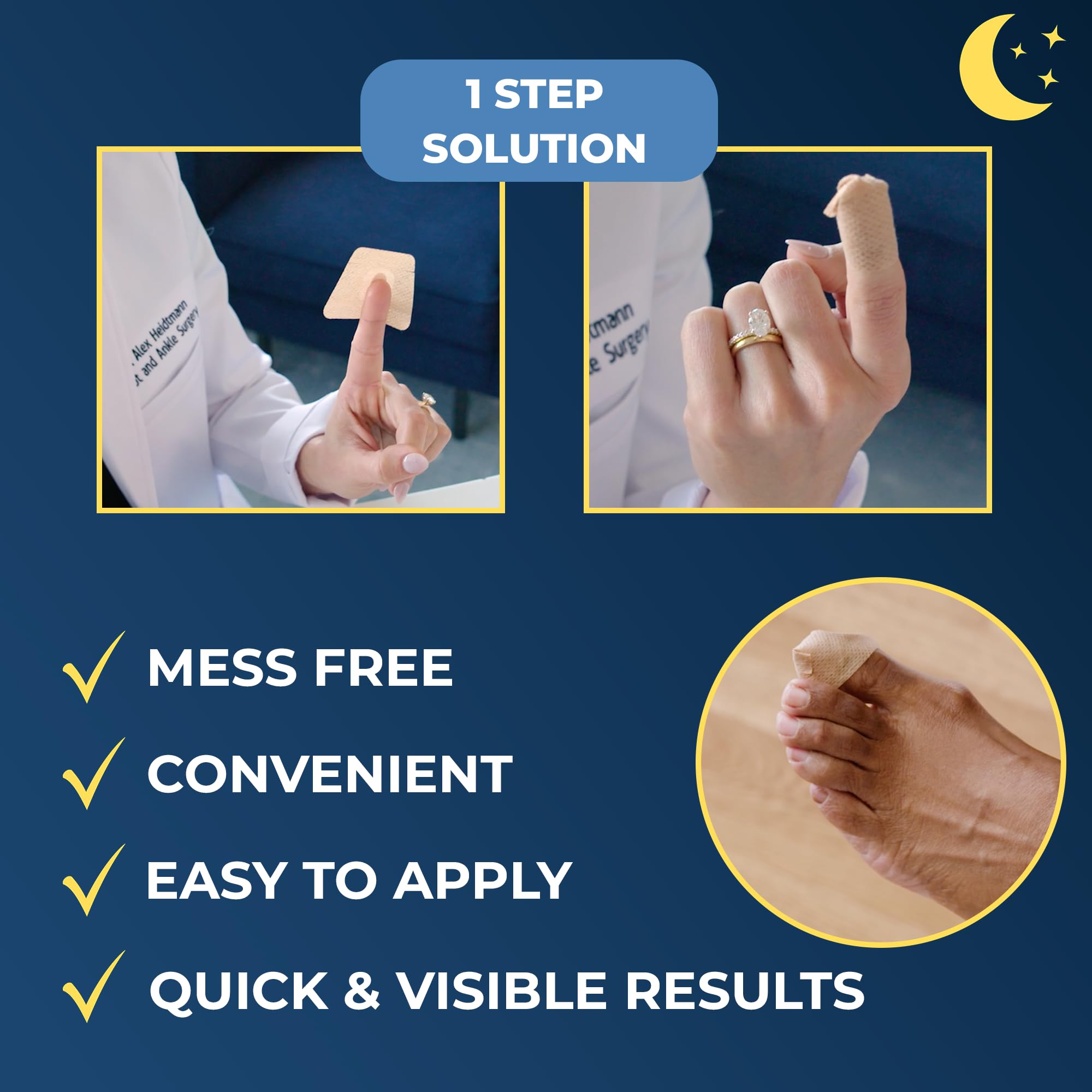 Individual Kerasal hygienic nail patch being removed from its protective packaging.
