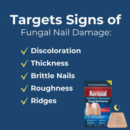 Kerasal 14 count box showing 8-hour overnight treatment benefits for damaged nails.