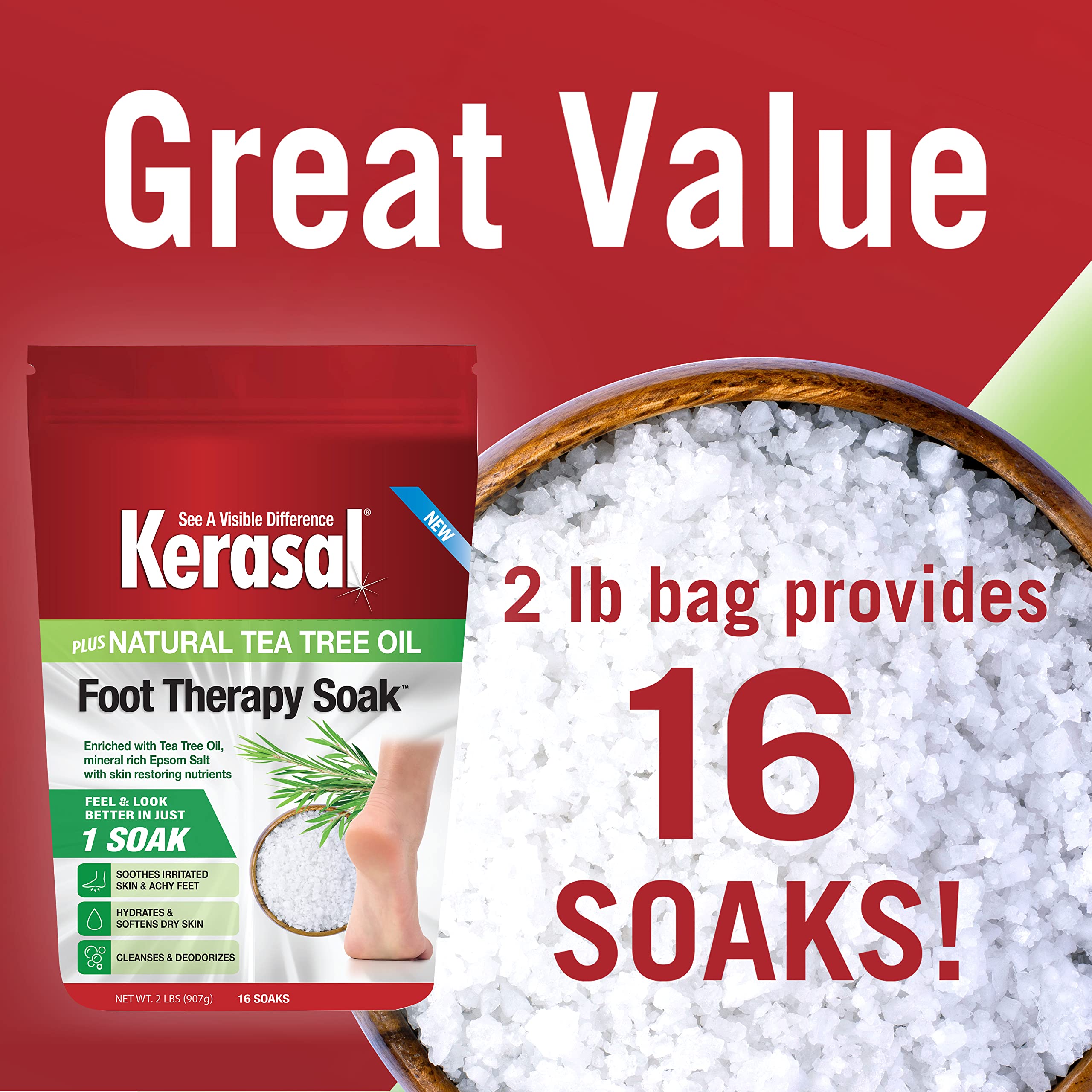 Back label of Kerasal Foot Therapy Soak displaying ingredients list and usage directions.