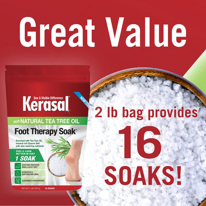 Back label of Kerasal Foot Therapy Soak displaying ingredients list and usage directions.
