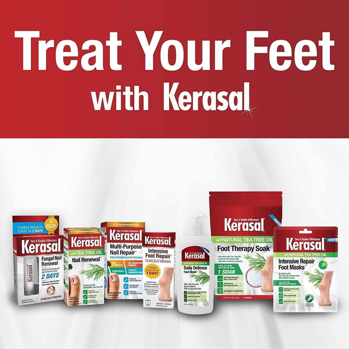 Ready to use Kerasal foot soak product arrangement