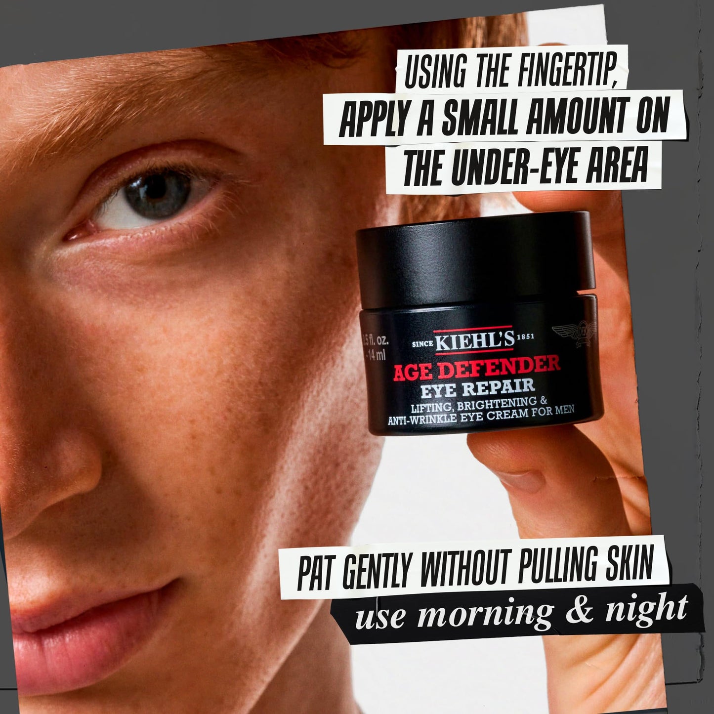 Kiehl's dark circle and wrinkle cream jar opened showing thick formula