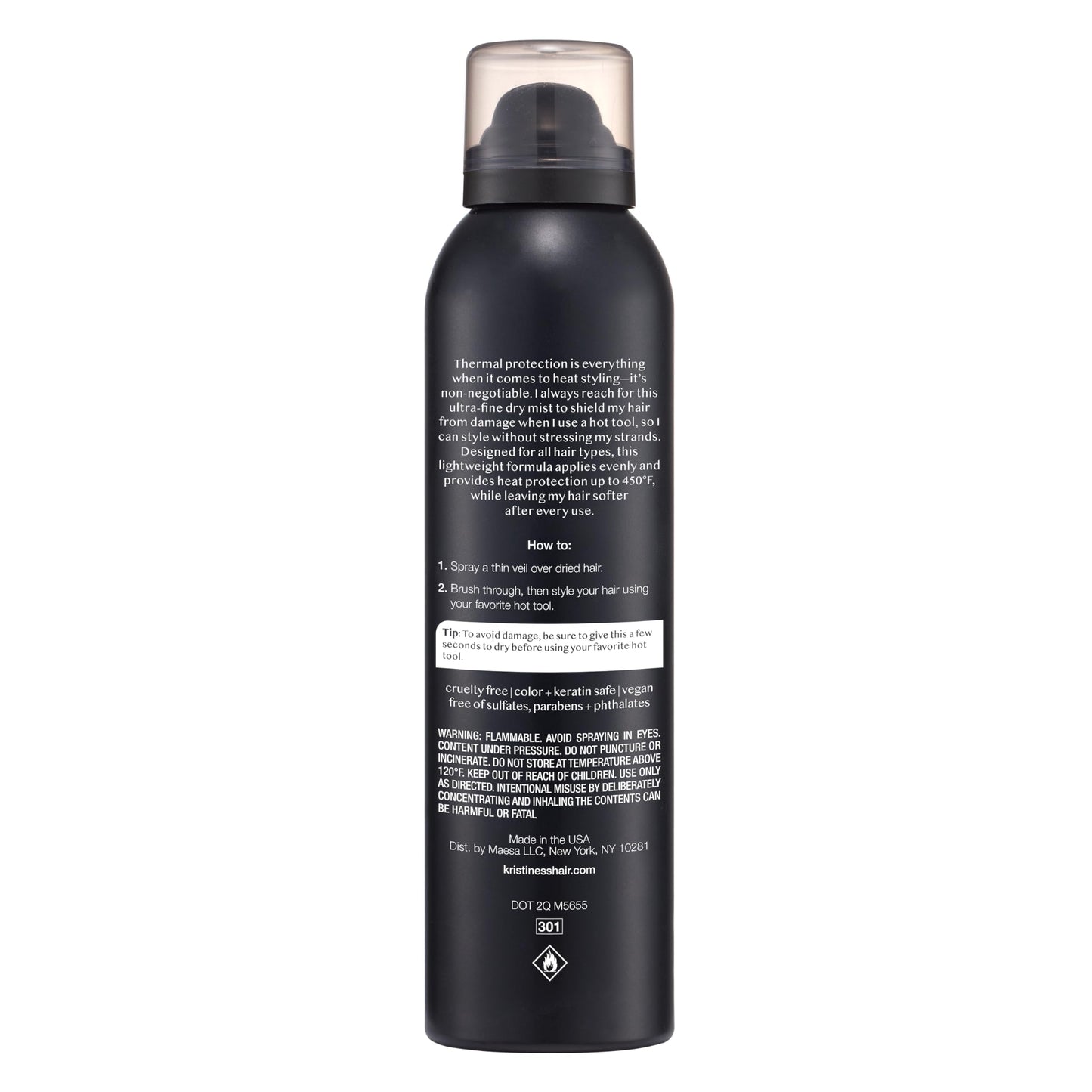 Back of Kristin Ess thermal heat protectant bottle