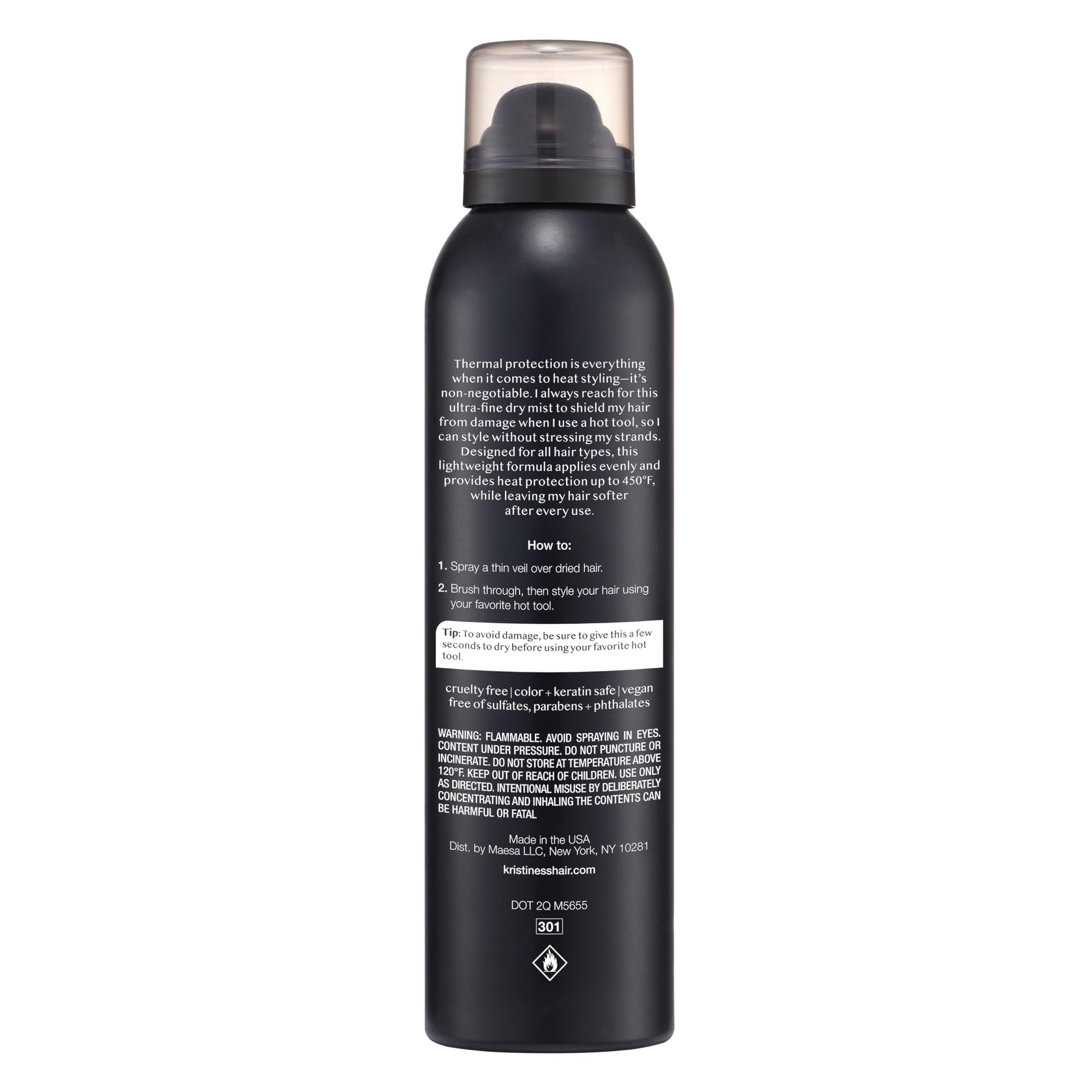 Back of Kristin Ess thermal heat protectant bottle