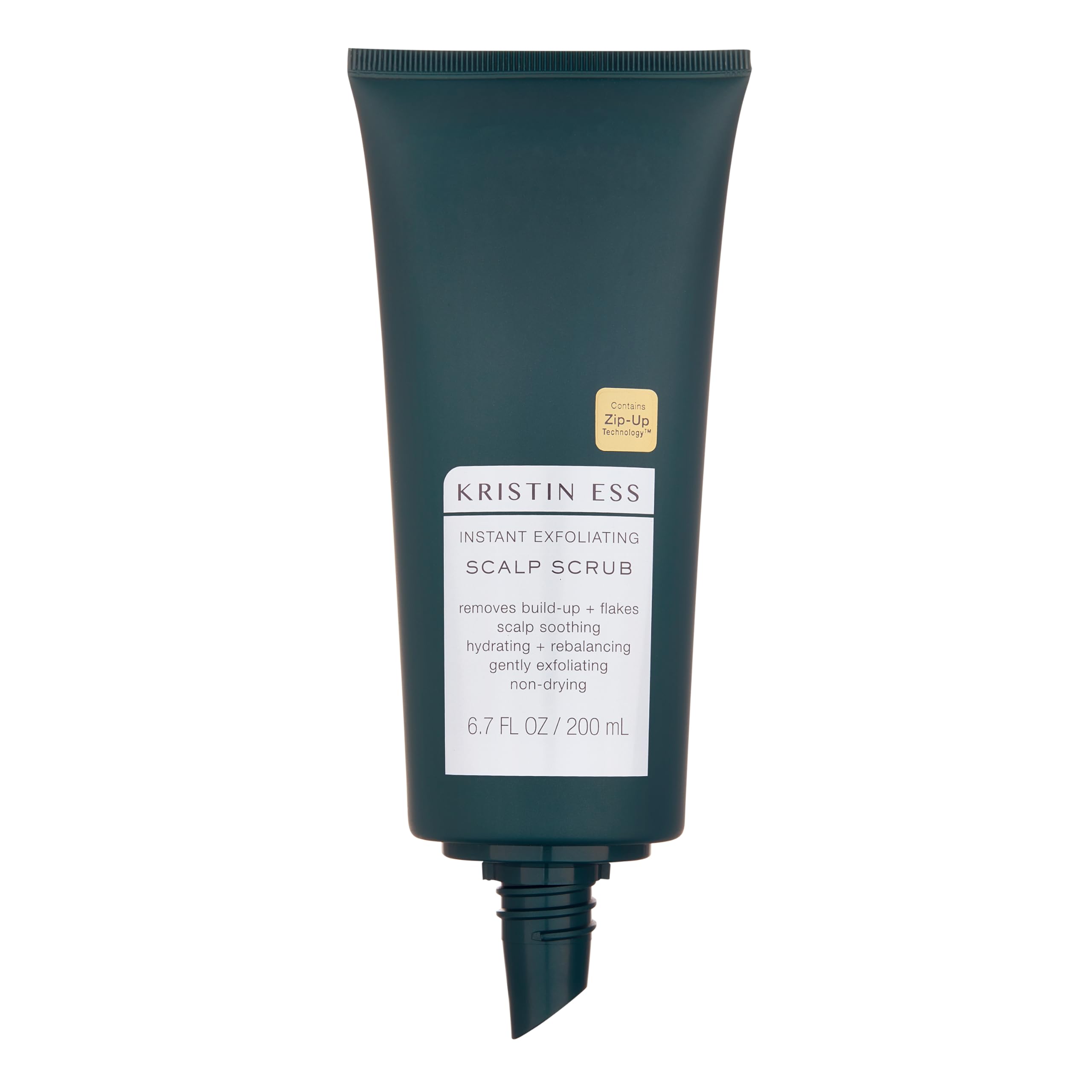 Kristin Ess sulfate free scalp scrub texture and key ingredients display
