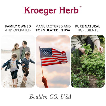 Kroeger Herb Olive Leaf herbal supplement bottle with clear text