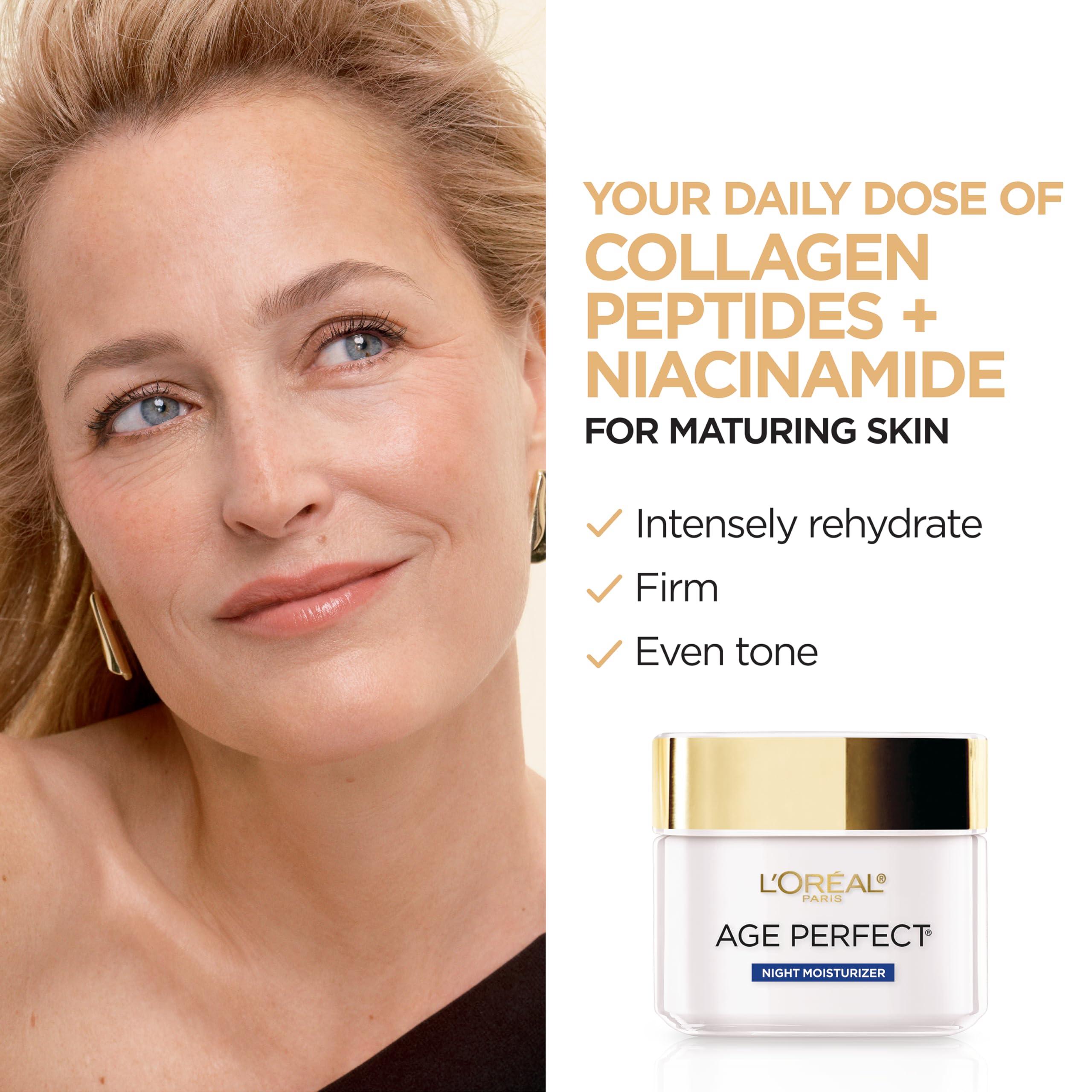 L'Oreal Paris anti-wrinkle night face moisturizer texture close up on a smooth surface