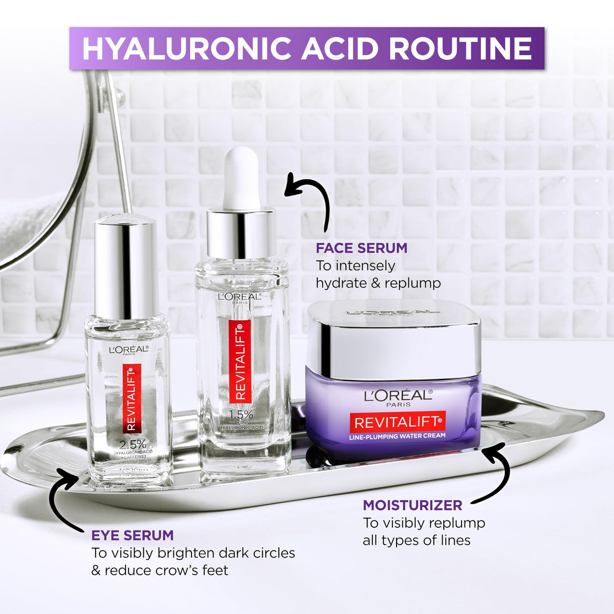 L'Oreal Paris Revitalift eye serum 20 milliliter bottle detail
