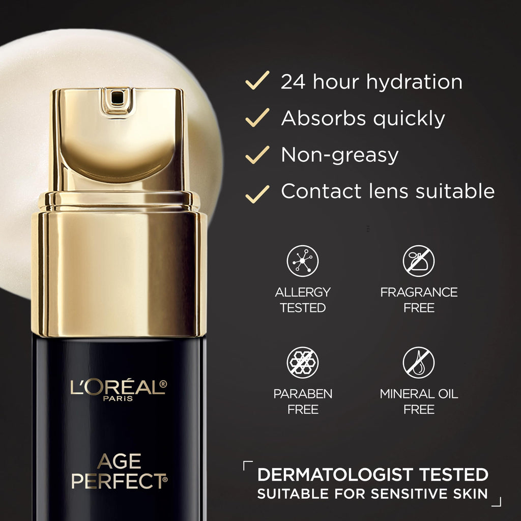 Close-up of L'Oreal Paris eye treatment pump applicator and texture