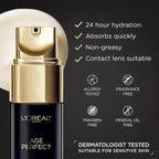 Close-up of L'Oreal Paris eye treatment pump applicator and texture