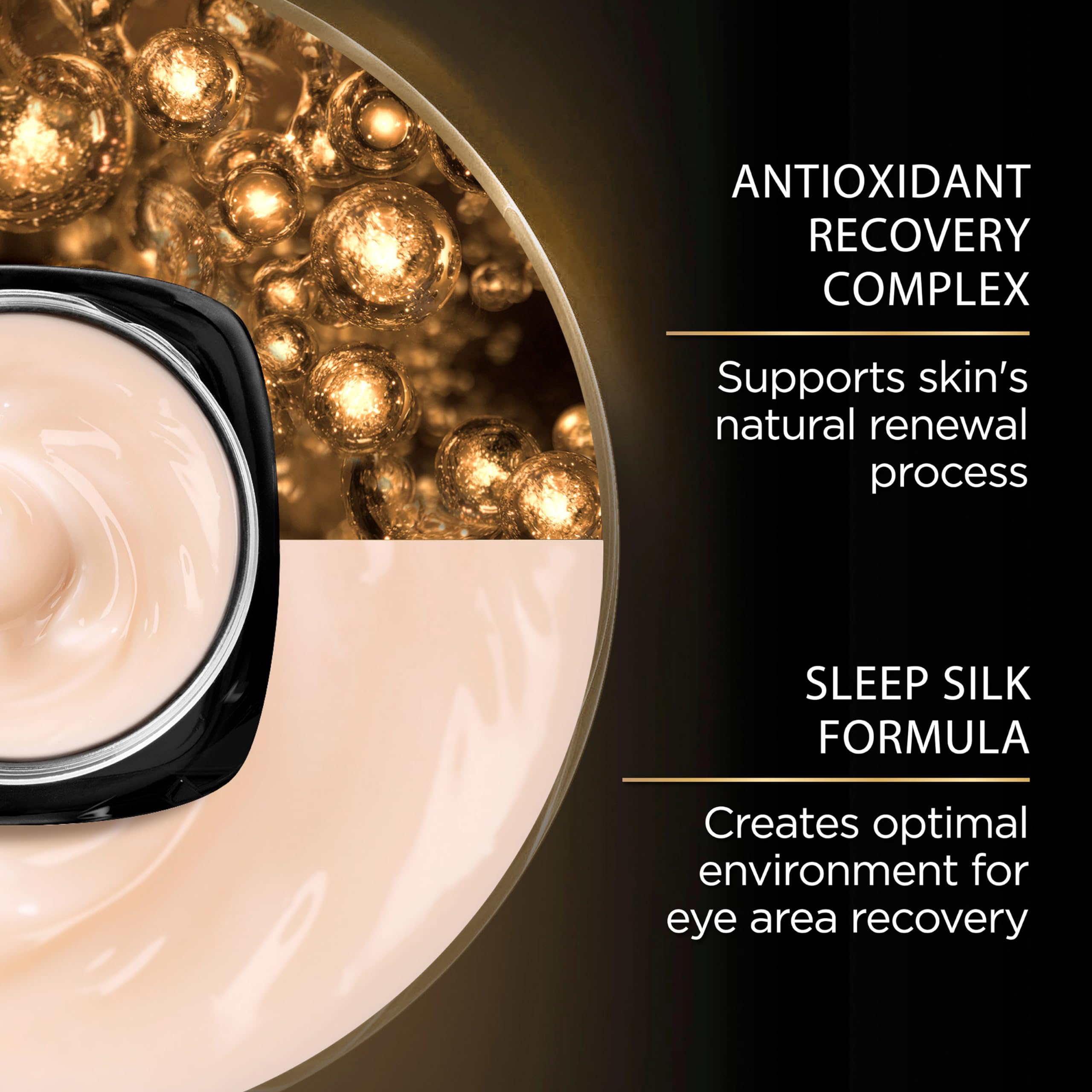 Authentic imported USA L'Oreal Paris midnight eye opener cream text details.