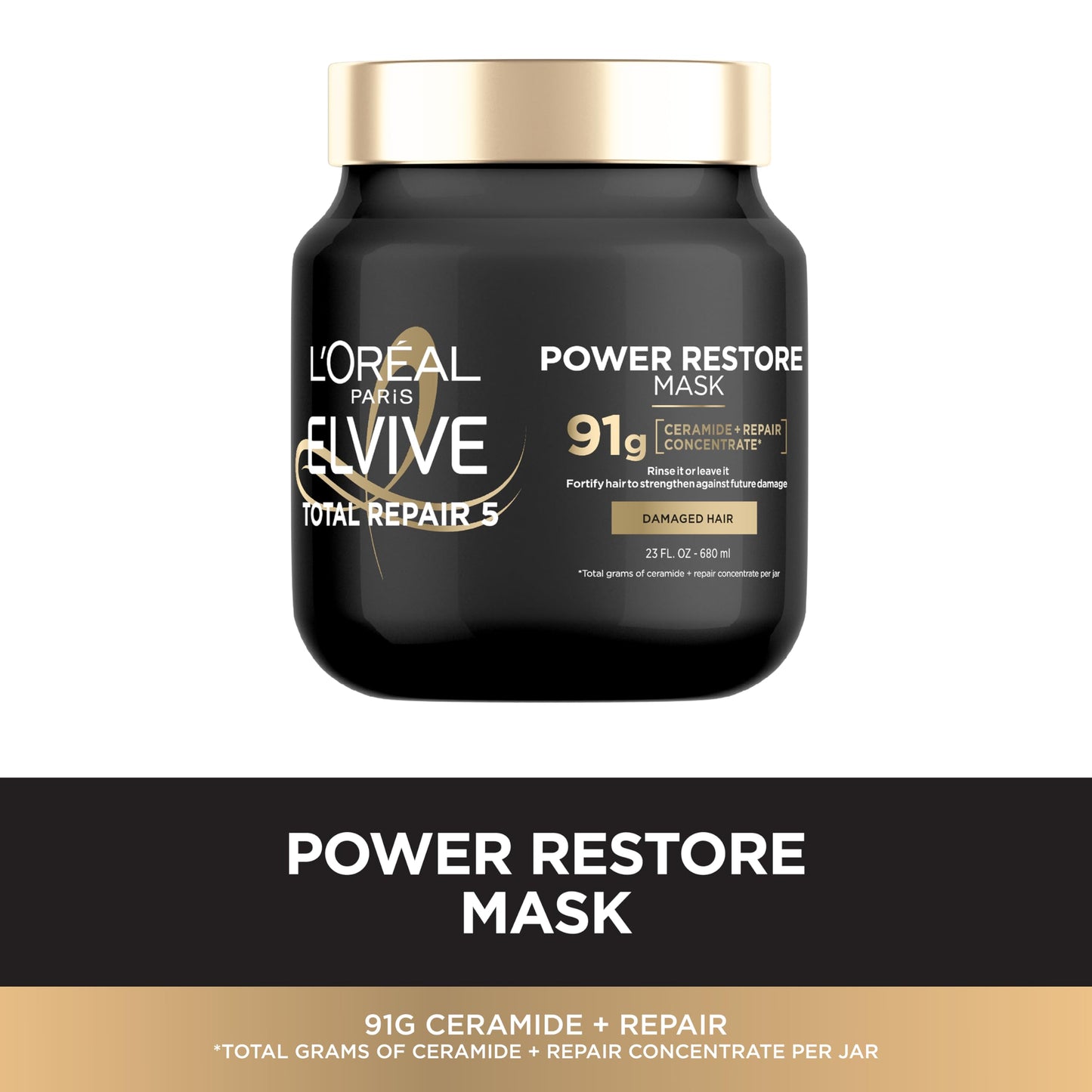 L'Oreal Paris Elvive TR5 protein hair cream packaging detailing multi use treatment benefits