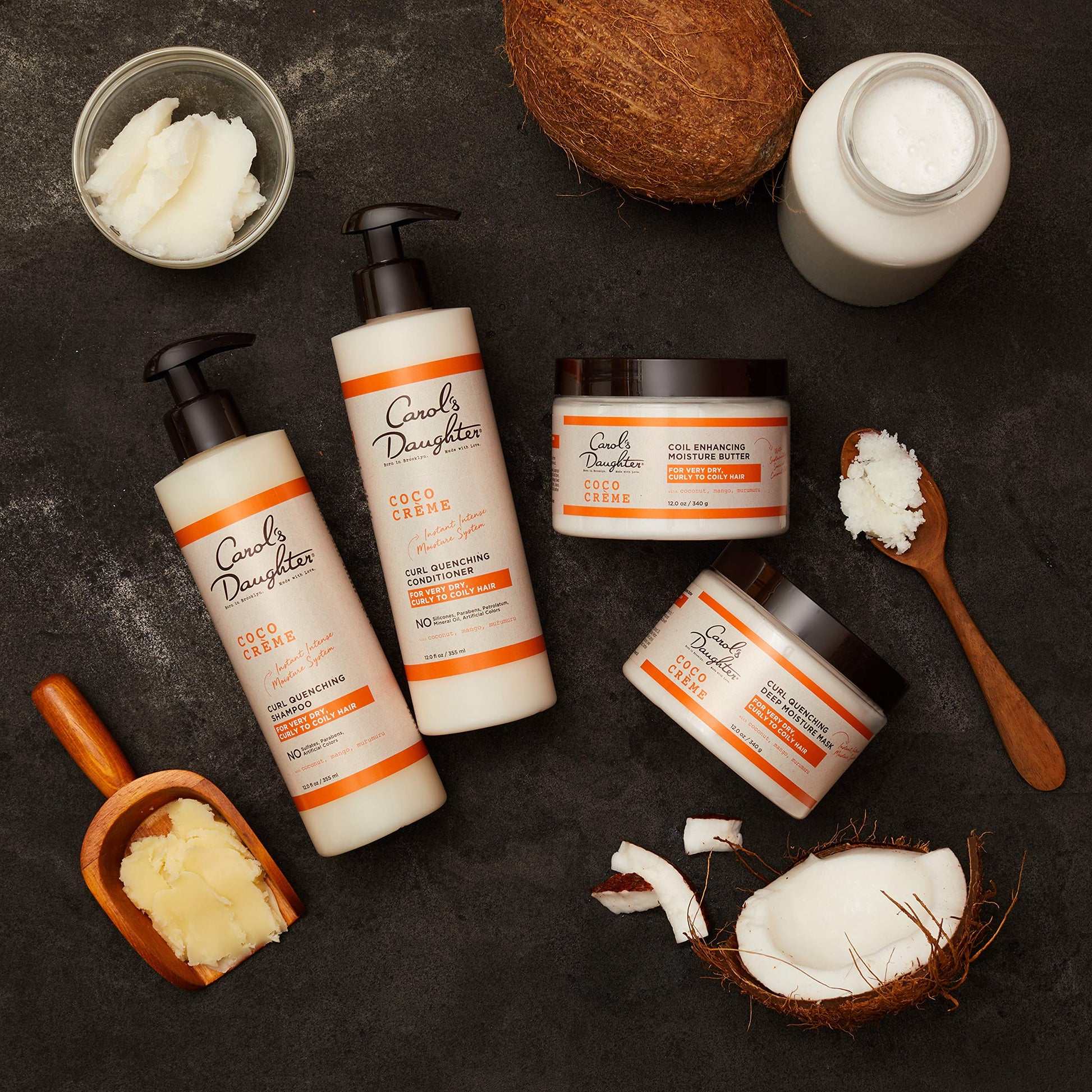 Twelve ounce tub of Carol's Daughter Coco Creme moisture butter for Indian curly hair routines