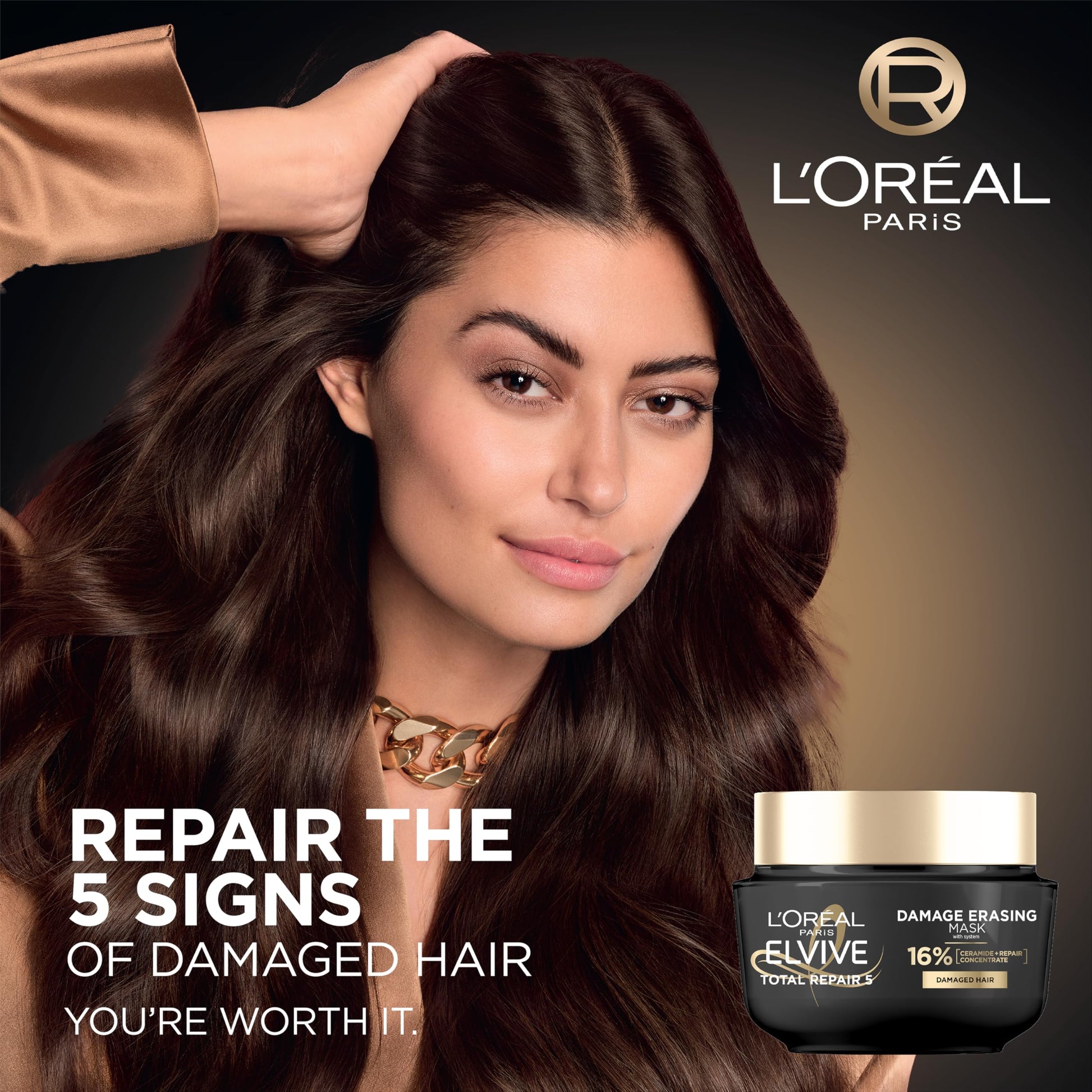 Back label of L'Oreal Elvive Damage Erasing Balm with usage instructions and seventeen percent repair concentrate info