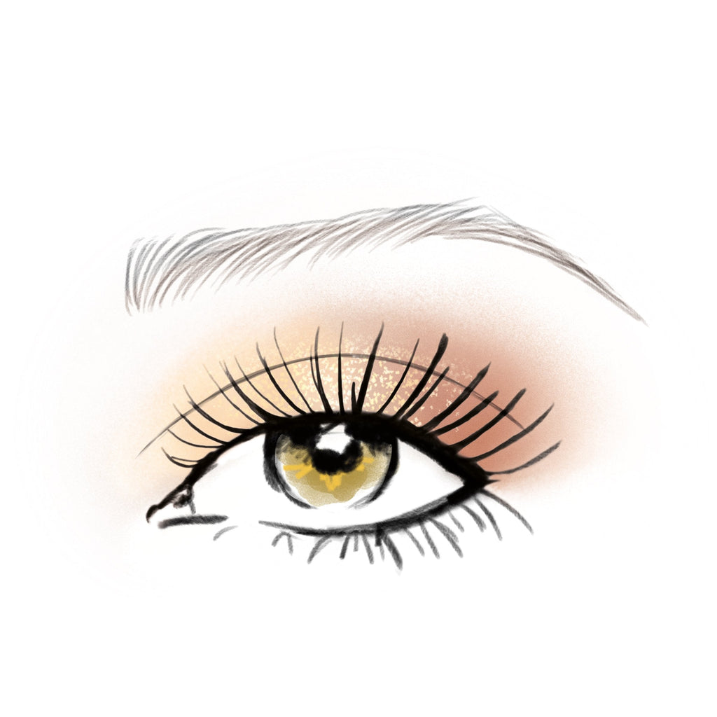 Detailed shot of the coral pink and metallic shadow shades