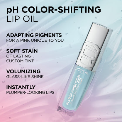 L'Oreal Paris Plump Ambition Lip Oil ingredient label and branding details.