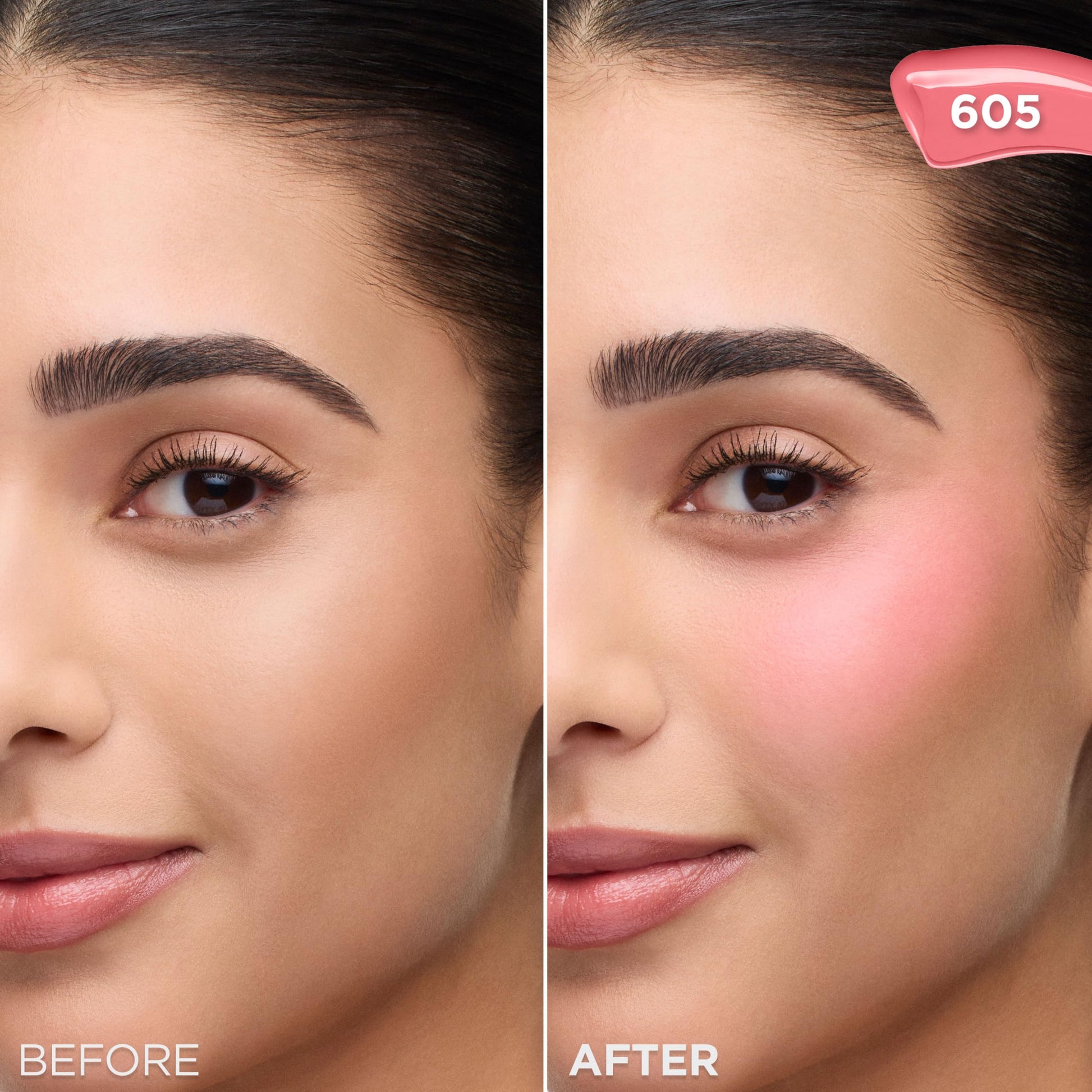 L'Oreal Paris liquid blush bottle open with the wand pulled out to show texture.