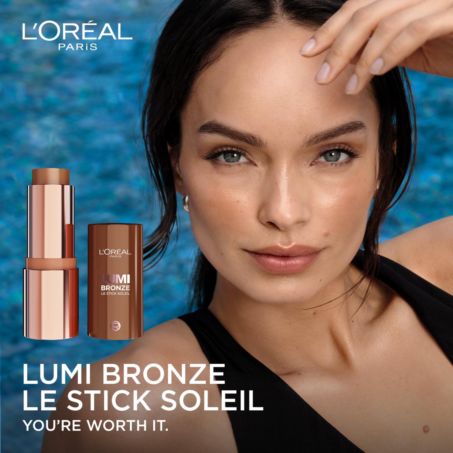 L'Oreal Paris Lumi Bronzer Stick 100 Sunkissed Rose twist-up mechanism showcasing the cream makeup texture.