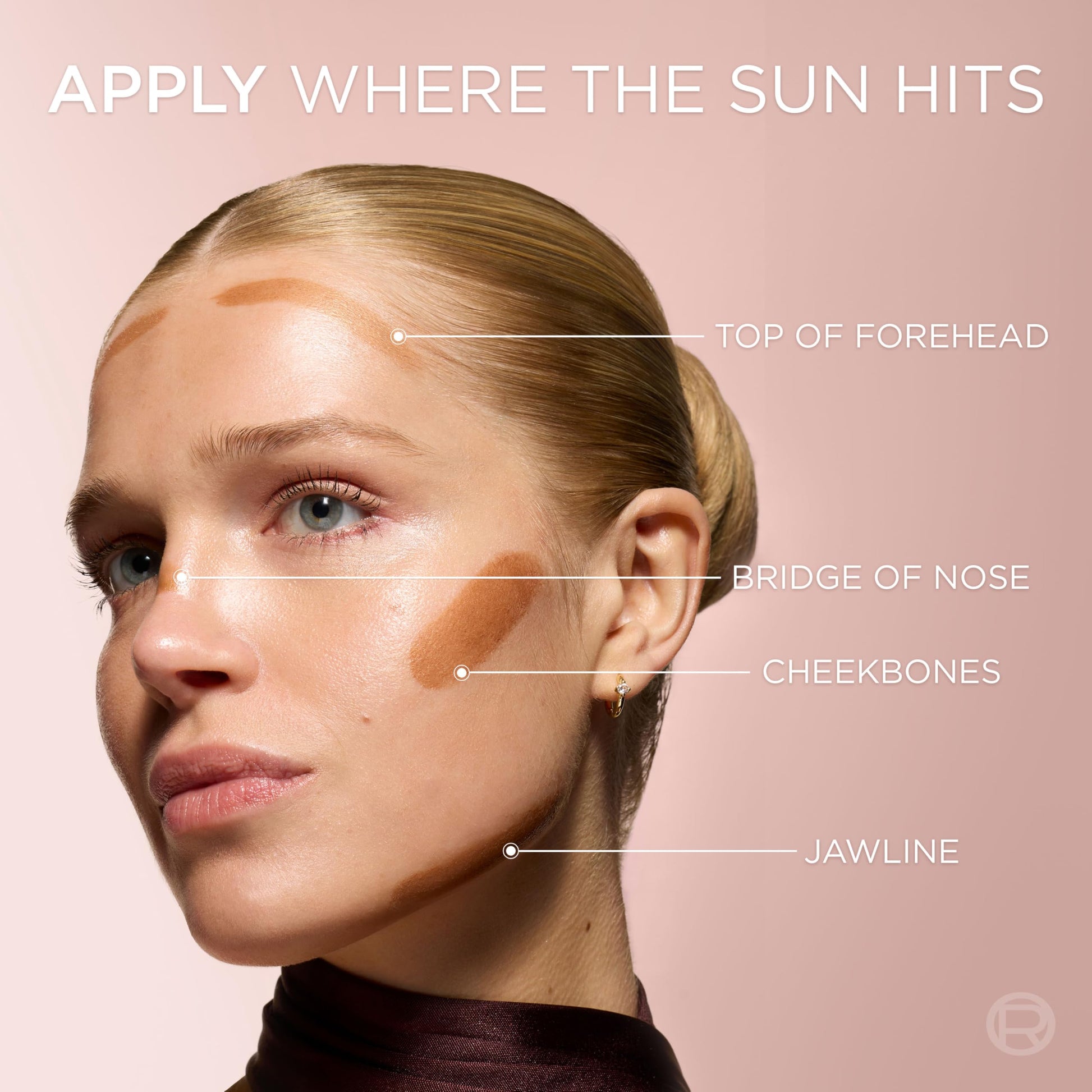 Imported USA makeup bronzer stick for achieving a French Riviera sun-kissed face makeup glow.