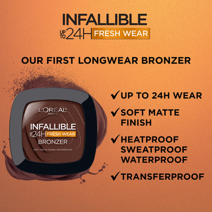L'Oreal Paris Infallible Fresh Wear Bronzer powder pan showing the lightweight texture.