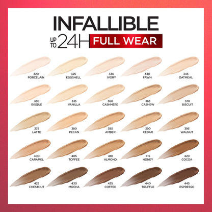 L'Oreal Paris Infallible Matte Concealer Cashmere side profile view of the premium 0.33 fluid ounce bottle