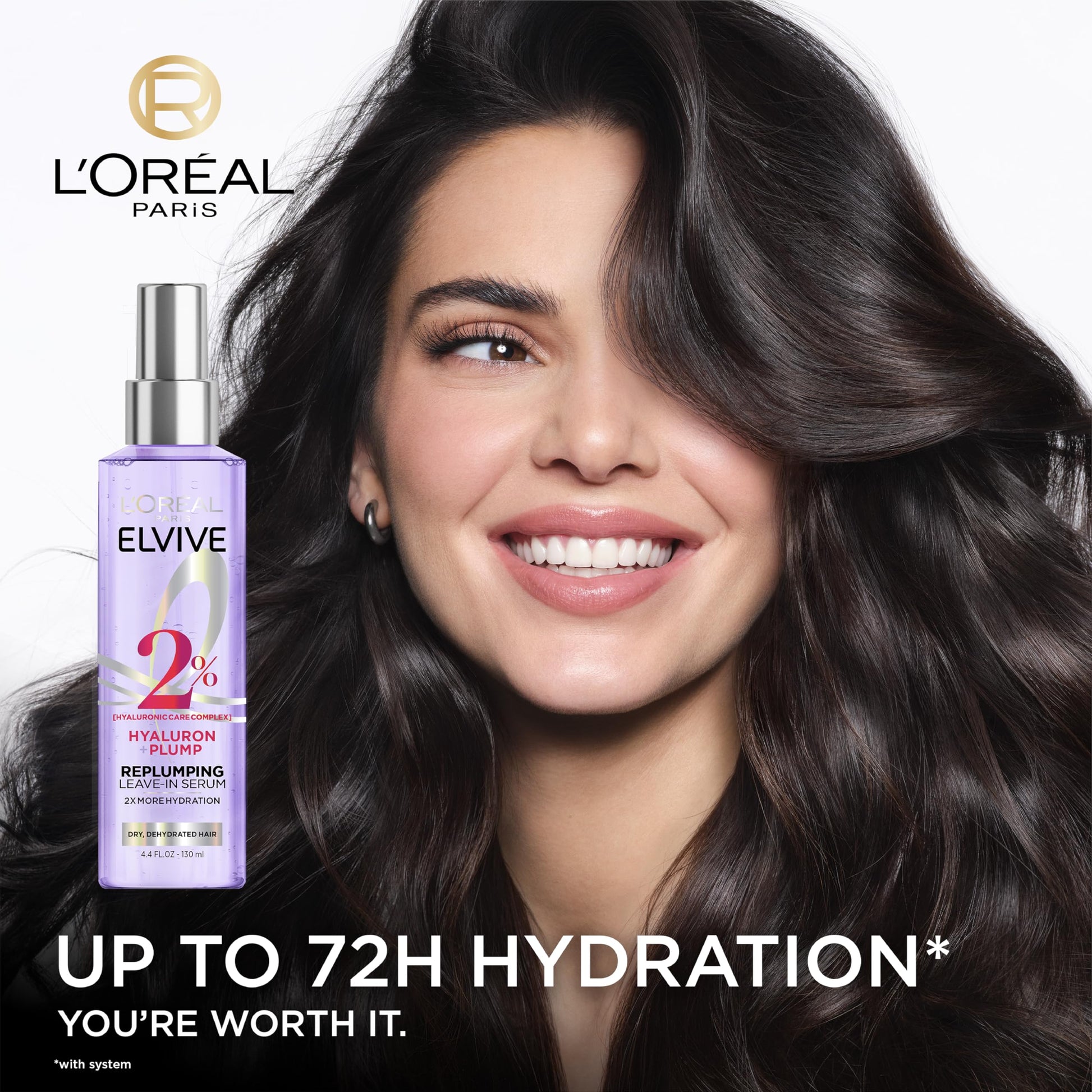 Back label view of L'Oreal Paris hydration serum showcasing the directions and ingredients list.