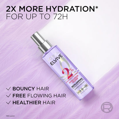 Imported Elvive moisture plump treatment bottle standing upright on a clean background.