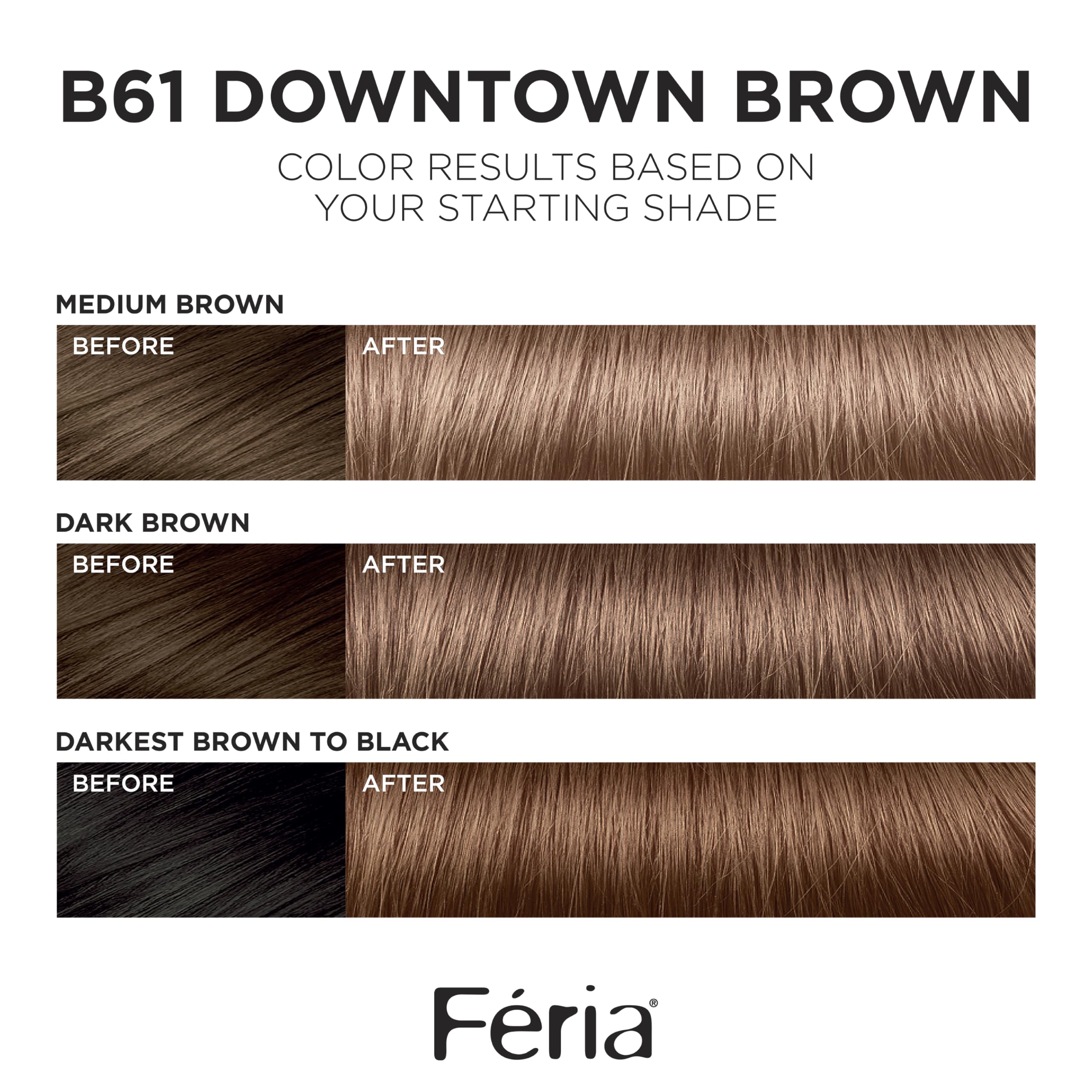 L'Oreal Paris Feria Hi-Lift Cool Brown hair dye kit showing included developer and color gel components
