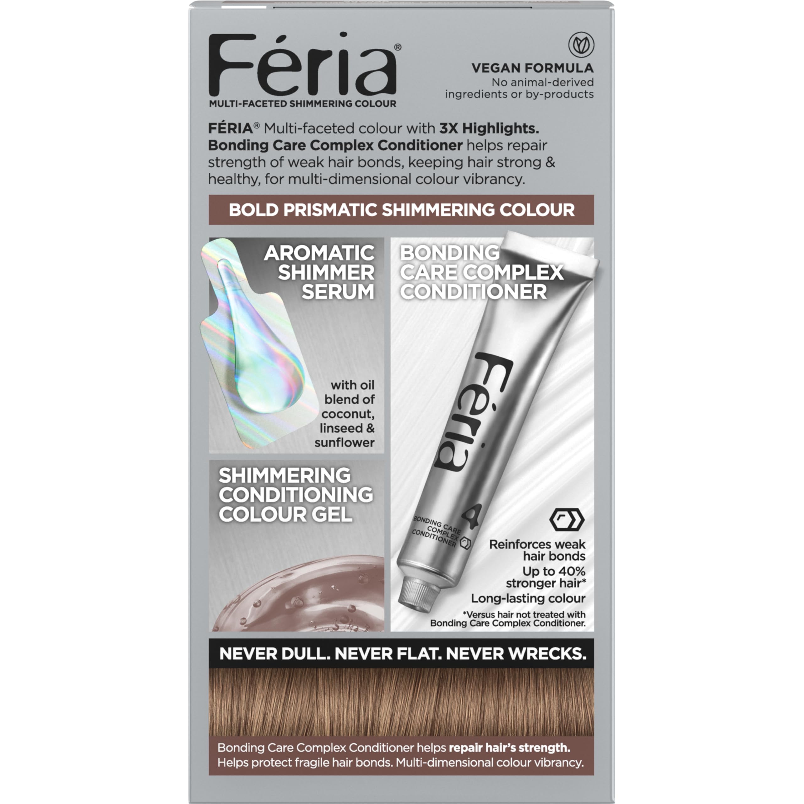 L'Oreal Paris Feria multi-faceted shimmering permanent color B61 packaging details and shade guide