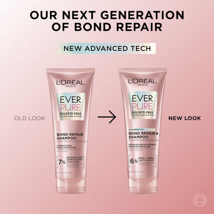L'Oreal Paris EverPure Bond Repair Conditioner tube highlighting citric acid bond strengthening complex