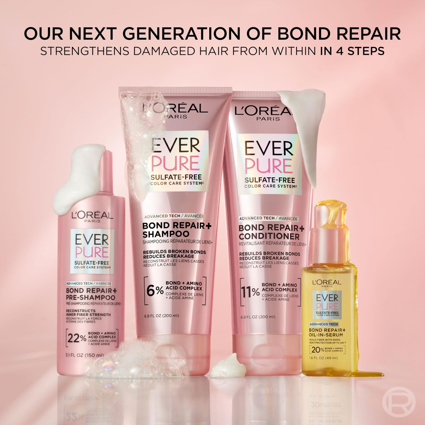 L'Oreal Paris EverPure hair care kit back label detailing ingredients and usage instructions