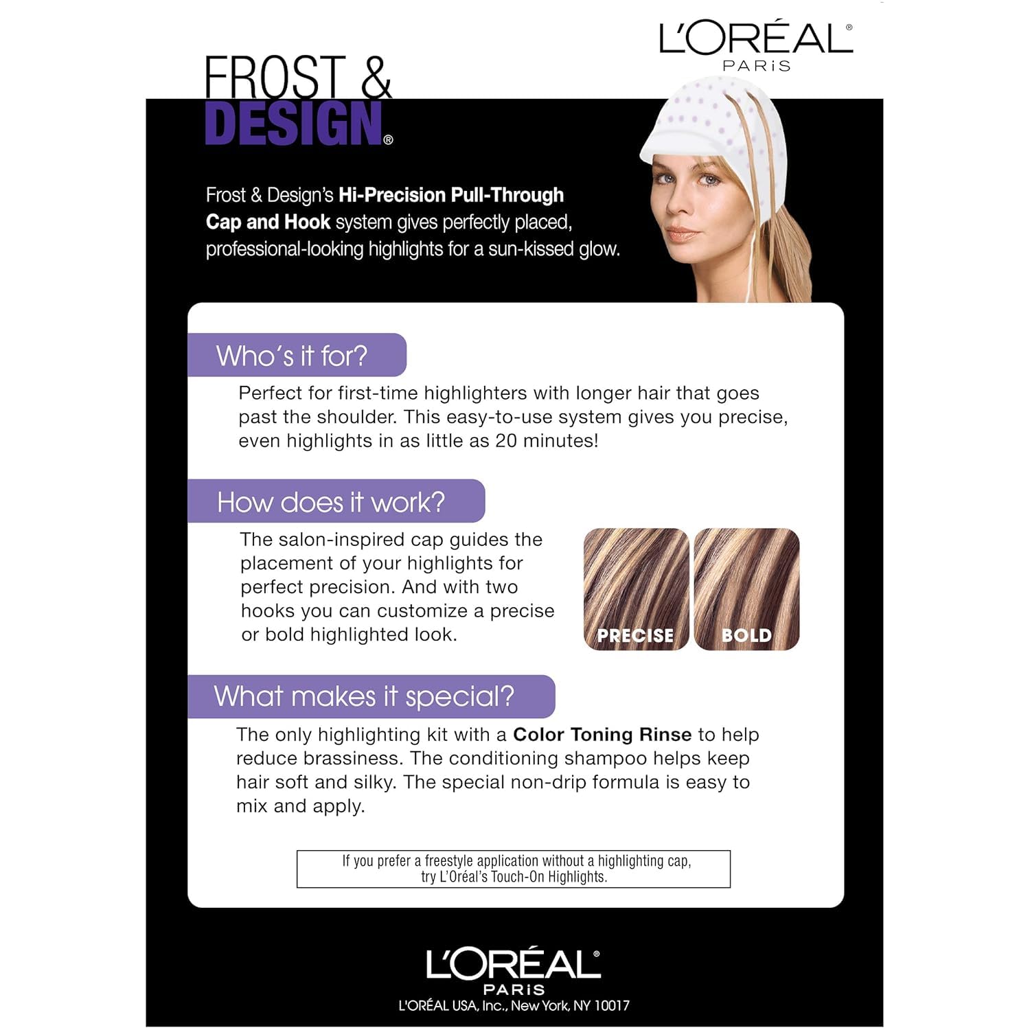 L'Oreal Paris at home pull through cap hair highlighting kit box contents view