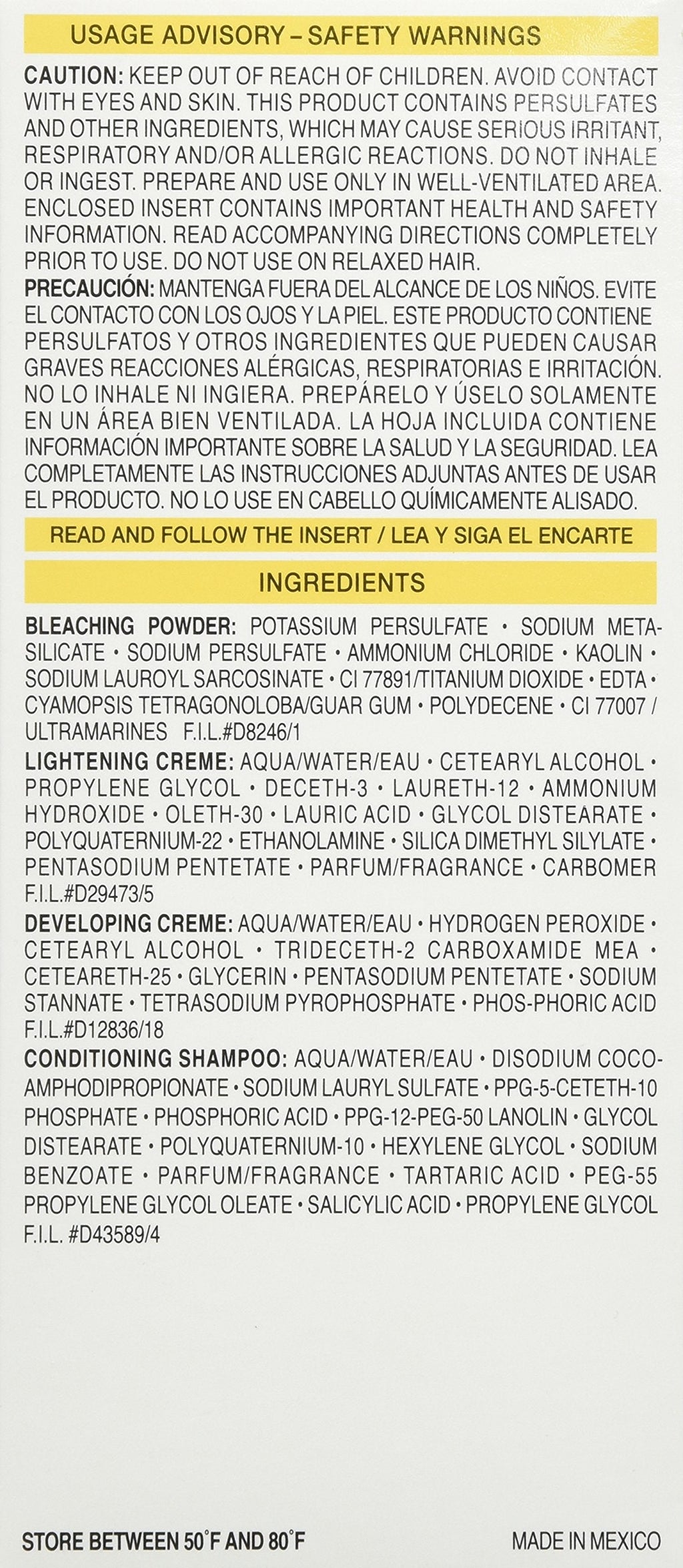 Complete contents layout of L'Oreal Paris Super Blonde lightening kit