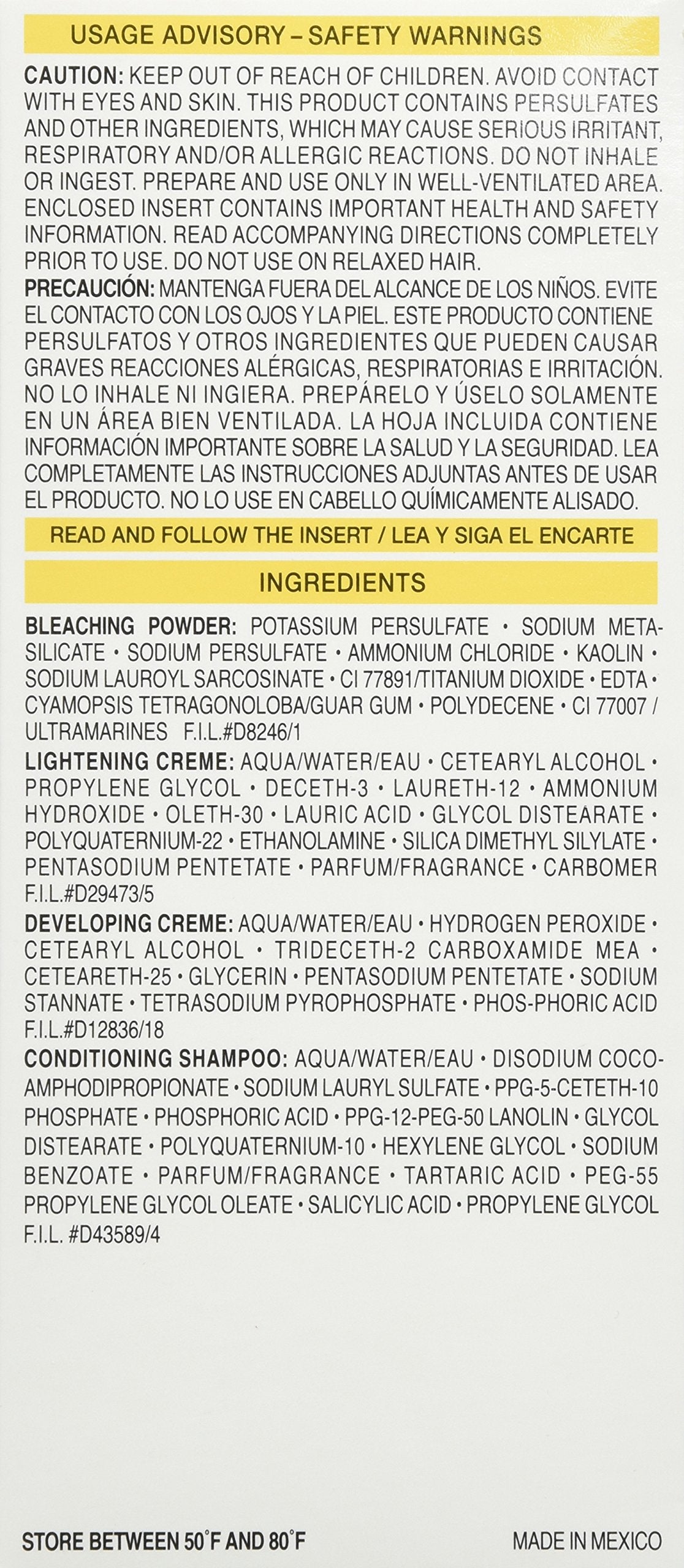Complete contents layout of L'Oreal Paris Super Blonde lightening kit