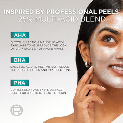 L'Oreal Paris Bright Reveal packaging box showing multi acid dark spot peeling solution benefits